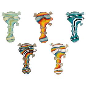 Full Color Special Wigwag Glass Hand Pipes (Color: 1)